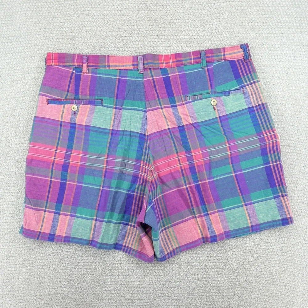 Vtg Polo Ralph Lauren Shorts Mens 40 Actual 38 Madras Plaid USA Pleated Preppy